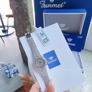 SET ĐỒNG HỒ NỮ CHÍNH HÃNG FUNMEI MỚI NHẤT F00 FULL ĐÁ PHA LÊ KÈM DÂY CHUYỀN HỘT XOÀN