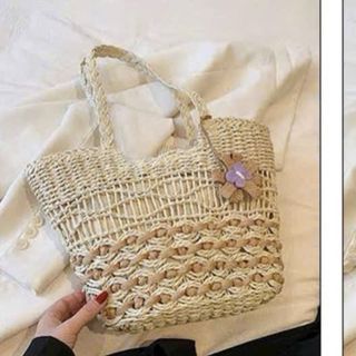 Túi cói cao cấp đeo vai kết dây hoa siêu xinh Túi Cói đi biển phong cách Vintage