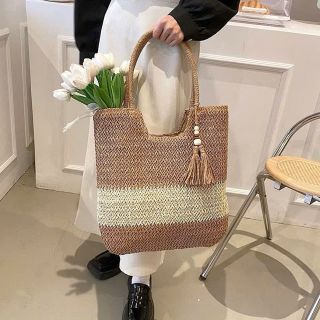 Túi Cói Satchel Yên Ngựa Pha Màu - Phụ Kiện Tua Rua ( mẫu mới )