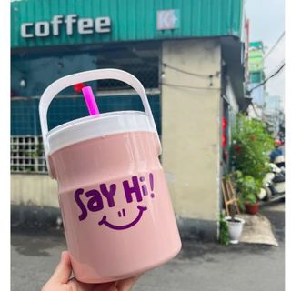 XÔ TRÀ SỮA 1L SAY HI KÈM ỐNG HÚT