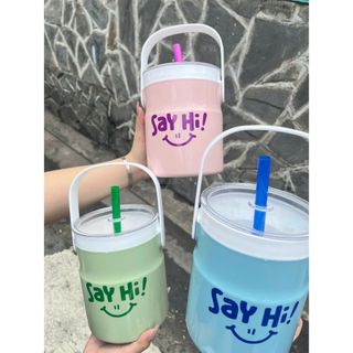 XÔ TRÀ SỮA 1L SAY HI KÈM ỐNG HÚT