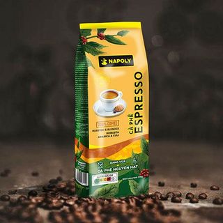 Cà Phê Hạt ESPRESSO Napoly Coffee Nguyên Chất Robusta & Arabica Rang Mộc Thơm Nồng Cho PHA MÁY, PHA PHIN - Túi 500g