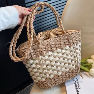 Túi cói đi biển đeo chéo phối màu siêu xinh