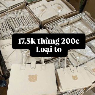 Túi Vải Nỉ Quai Xách Hình Gấu Loại To