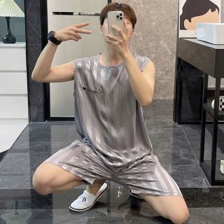 Đồ bộ thể thao, đồ bộ ngủ băng lạnh mùa hè mát thấm hút mồ hôi tốt phiên bản rộng rãi