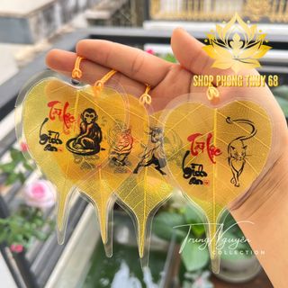 Lá Bồ Đề Chữ Pháp 12 Con Giáp Theo Tuổi Phong Thủy May Mắn , đế ốp lưng đt , treo xe, để ví bóp,...