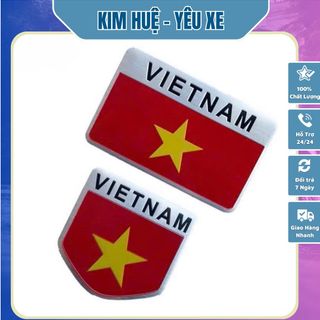 Combo tem cờ VN kim loại chữ nhật + hình khiêm