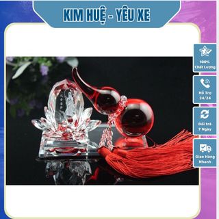 Tượng Quan Âm Hồ Lô Trang Trí Ô Tô Thuỷ Tinh Cao Cấp, Tượng Nước Hoa Để Taplo Xe Hơi, Tượng Phật Quan Âm Đài Sen Cao Cấp