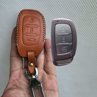 Bao da chìa khóa xe ô tô i10 tucson elantra 3nut bấm