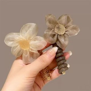 Dây Buộc Tóc Cao Su Co Giãn Hình Hoa Hướng Dương Thắt Nơ Thời Trang Cho Nữ