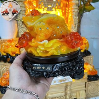 cóc  ngậm đồng tiền ba chân size trung cao 15*18 - thiềm thừ phong thủy tài lộc Phòng Khách Trang Trí Nhà Decor Phòng cóc  ngậm đồng tiền