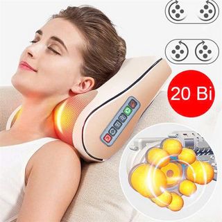 Gối Massage Cổ Vai Gáy Hồng Ngoại 20 Bi