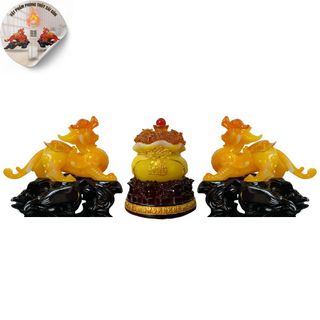 cặp tỳ hưu size 15cm và bát tụ bảo để bàn phong thủy tài lộc Decor Phòng Trang Trí Nhà Phòng Khách