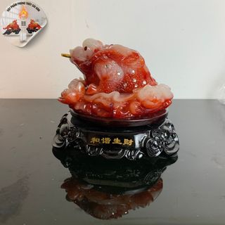 cóc ngậm đồng tiền chất liệu composit cao 13cm ngang 15cm