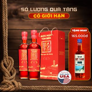 [Tặng 1 Kiết Thành] COMBO 2 CHAI NƯỚC MẮM TĨN TÔM BIỂN HỒNG NGỌC ĐẠI DƯƠNG ĐỘ ĐẠM 45N 500ML - NƯỚC MẮM TĨN