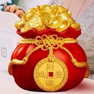 Hủ vàng thần tài lộc cao 18cm đựng tiền hủ đựng tiền
