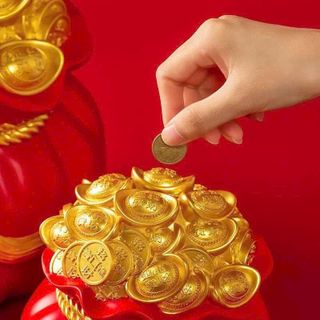 Hủ vàng thần tài lộc cao 18cm đựng tiền hủ đựng tiền