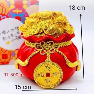 Hủ vàng thần tài lộc cao 18cm đựng tiền hủ đựng tiền