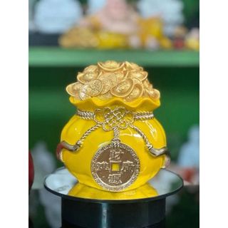 Hủ vàng thần tài lộc cao 18cm đựng tiền hủ đựng tiền