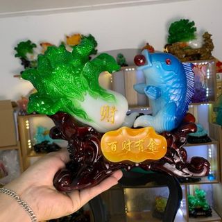 bắp cải và cá tài lộc phong thủy size 25cm Decor Phòng Trang Trí Nhà Phòng Khách Decor