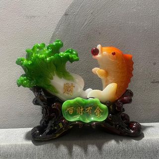 bắp cải và cá tài lộc phong thủy size 25cm Decor Phòng Trang Trí Nhà Phòng Khách Decor