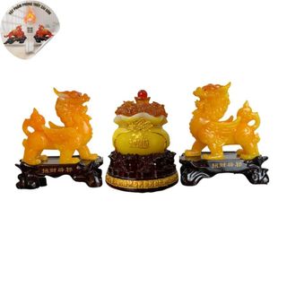 Cặp Tỳ Hưu 15cm Kèm Tựu Bảo Trang Trí Bàn Thờ Hoặc Nhà Cửa TẾT Decor Phòng Khách Decor