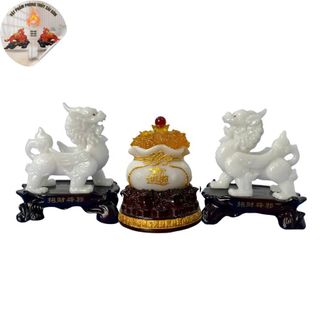 Cặp Tỳ Hưu 15cm Kèm Tựu Bảo Trang Trí Bàn Thờ Hoặc Nhà Cửa TẾT Decor Phòng Khách Decor