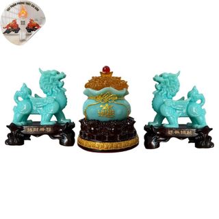 Cặp Tỳ Hưu 15cm Kèm Tựu Bảo Trang Trí Bàn Thờ Hoặc Nhà Cửa TẾT Decor Phòng Khách Decor