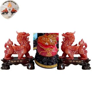 Cặp Tỳ Hưu 15cm Kèm Tựu Bảo Trang Trí Bàn Thờ Hoặc Nhà Cửa TẾT Decor Phòng Khách Decor