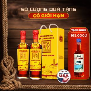 COMBO 2 CHAI NƯỚC MẮM TĨN CÁ CƠM RUỘT ĐỎ ĐỘ ĐẠM 60N CHAI THỦY TINH 500ML - NƯỚC MẮM TĨN