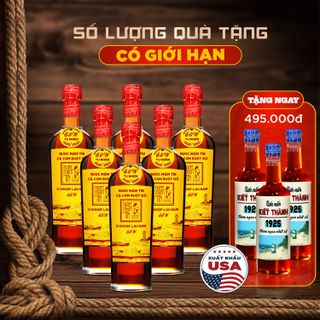 [Tặng 3 Kiết Thành] THÙNG 6 CHAI NƯỚC MẮM TĨN CÁ CƠM RUỘT ĐỎ ĐỘ ĐẠM 60N CHAI THỦY TINH 500ML - NƯỚC MẮM TĨN