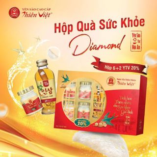 (TẶNG 5 TÚI YẾN)Hộp Nước Yến Sào Thiên Việt cao cấp 15% yến tổ 1 Hộp 6 hũ x 70ml