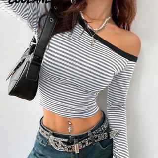 ÁO THUN SỌC TAY DÀI LỆCH VAI