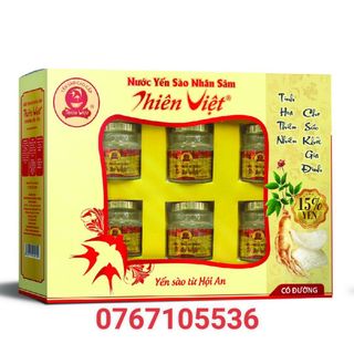 (TẶNG 5 TÚI YẾN)Hộp Nước Yến Sào Thiên Việt cao cấp 15% yến tổ 1 Hộp 6 hũ x 70ml