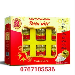 (TẶNG 5 TÚI YẾN)Hộp Nước Yến Sào Thiên Việt cao cấp 15% yến tổ 1 Hộp 6 hũ x 70ml