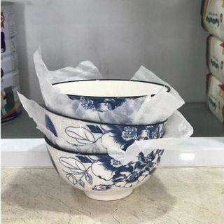 SET 10 CHÉN SỨ NHỎ 3,7'' HOA XANH CHỮ PHÚC