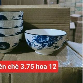SET 10 CHÉN SỨ NHỎ 3,7'' HOA XANH CHỮ PHÚC