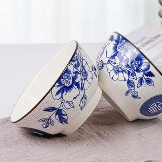SET 10 CHÉN SỨ NHỎ 3,7'' HOA XANH CHỮ PHÚC