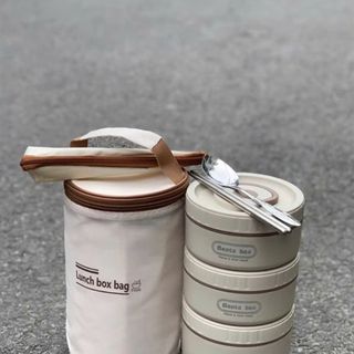 HỘP ĐỰNG CƠM GIỮ NHIỆT 3 TẦNG KÈM TÚI & THÌA ĐŨA