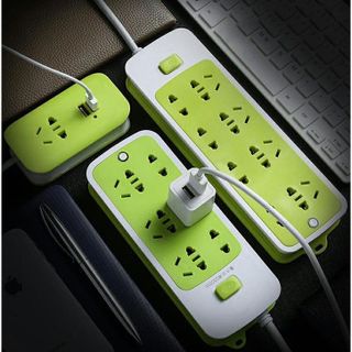 Ổ CẮM ĐIỆN 6 PHÍCH CẮM 3 CỔNG USB XANH LÁ