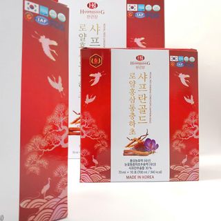 (SỈ GIÁ TỐT)Nước Hồng Sâm Hoàng Gia Đông Trùng Saffron Gold Hankwanjang (70ml x 60 gói)