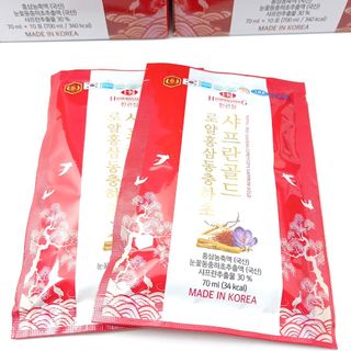 (SỈ GIÁ TỐT)Nước Hồng Sâm Hoàng Gia Đông Trùng Saffron Gold Hankwanjang (70ml x 60 gói)
