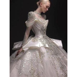 Váy cưới dài tay cổ điển satin Châu Âu 2025 mới kết cấu cao cấp ( giá ko đuôi ) Hàng Giá Tận Xưởng