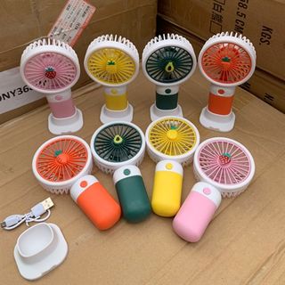 Quạt Tích Điện Mini Trái Cây Có Giá Đỡ