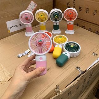 Quạt Tích Điện Mini Trái Cây Có Giá Đỡ