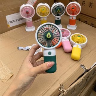 Quạt Tích Điện Mini Trái Cây Có Giá Đỡ