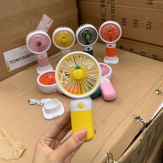 Quạt Tích Điện Mini Trái Cây Có Giá Đỡ