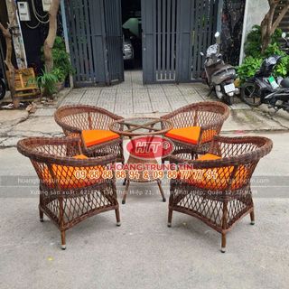 Bàn ghế thúng nhựa giả mây ngoài trời cao cấp giá rẻ