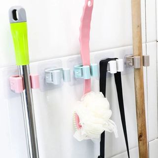 Giá Treo Cây Lau & Chổi Dán Tường Chất Liệu Nhựa Kẹp Chắc Chắn