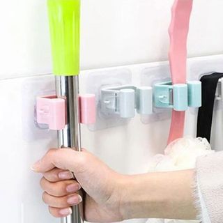 Giá Treo Cây Lau & Chổi Dán Tường Chất Liệu Nhựa Kẹp Chắc Chắn